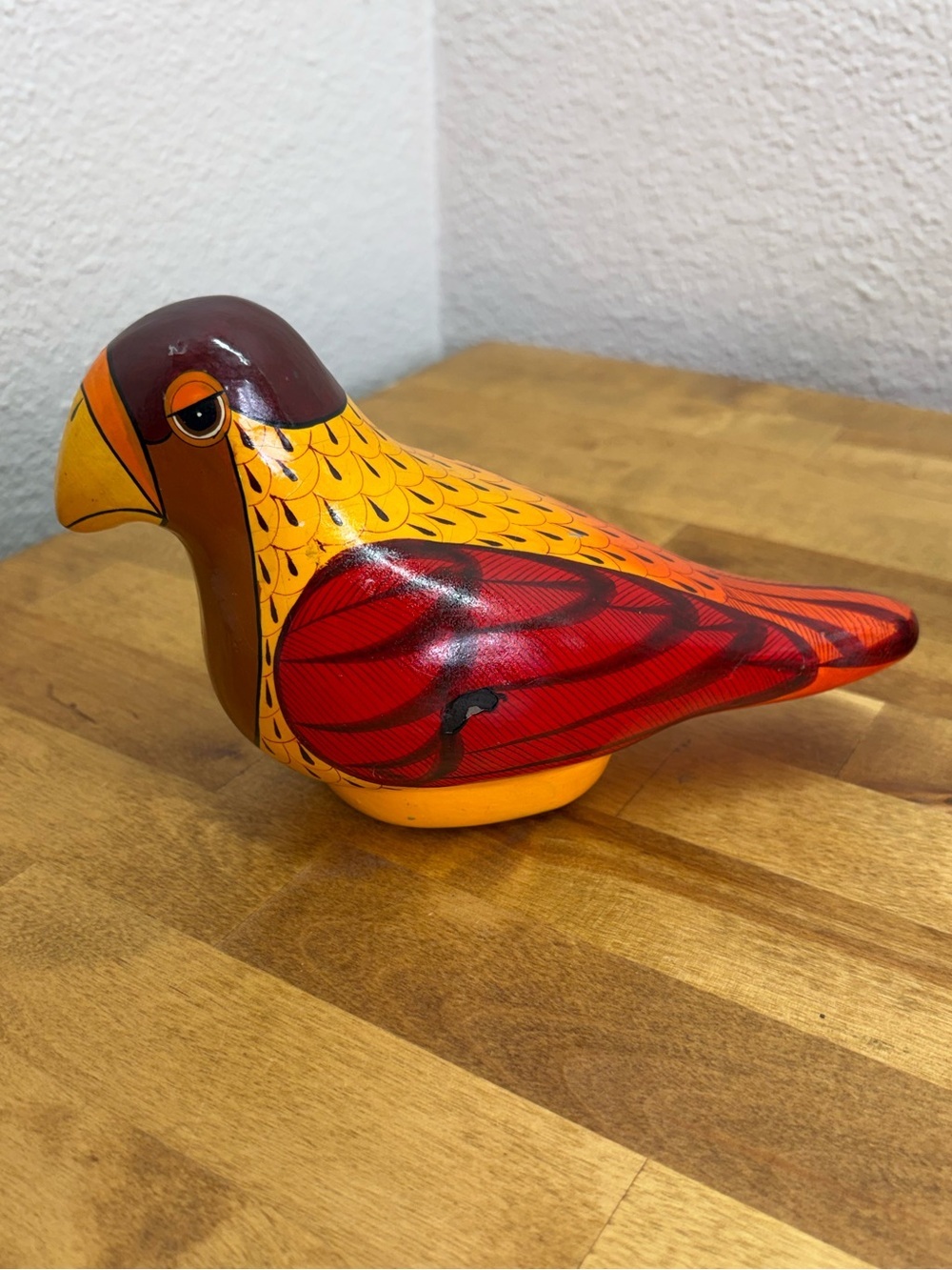 Signed M Palacios Mexico Tonala Pottery Bird Figurine Hand Painted Folk Art